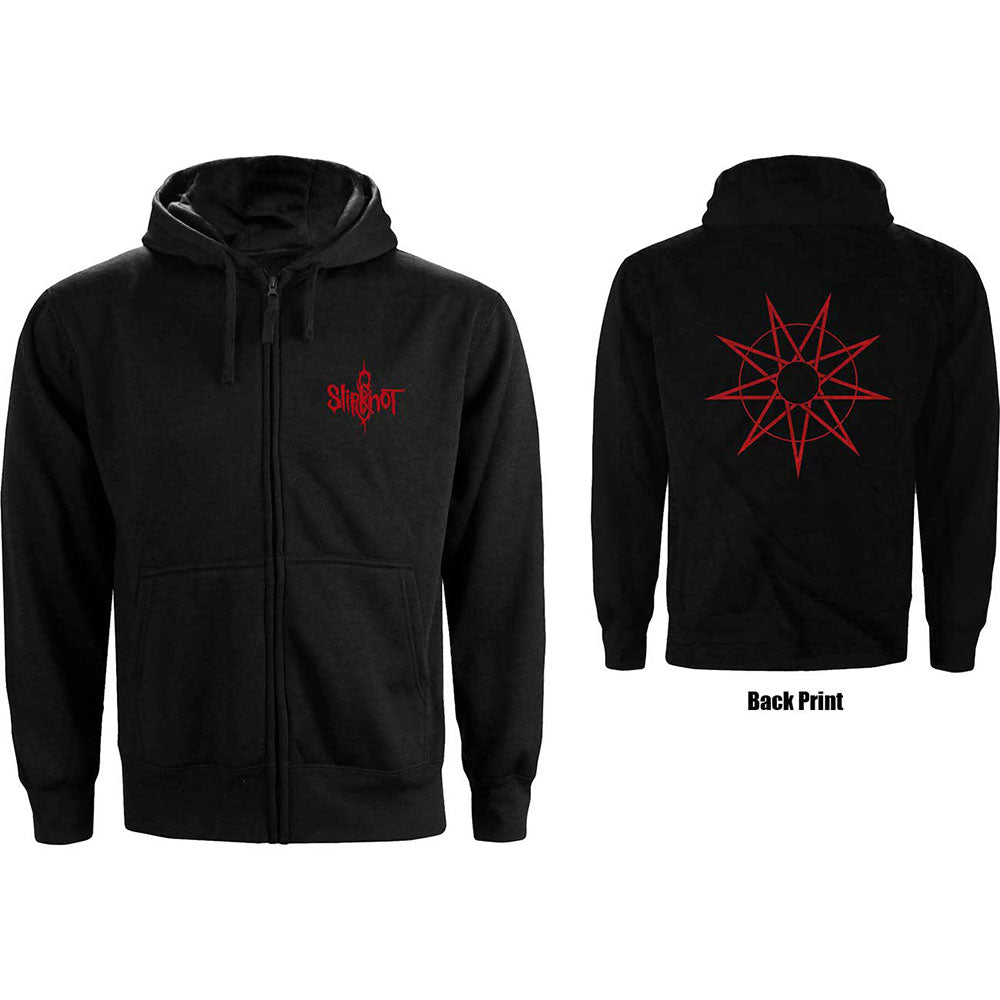 Slipknot Ladies Zipped Hoodie: 9 Point Star (Back Print) Ritshoodie