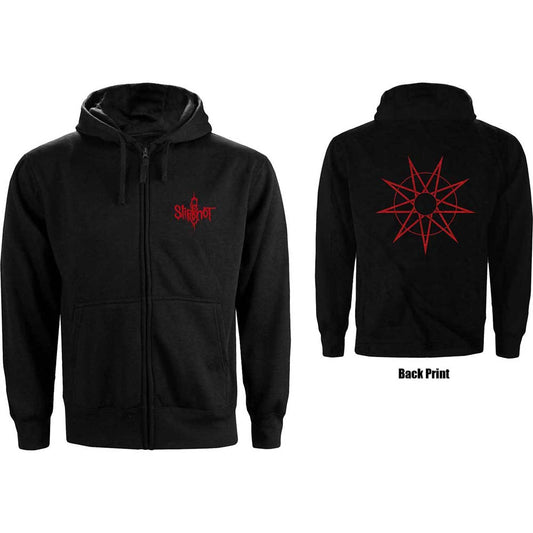 Slipknot Unisex Zipped Hoodie: 9 Point Star (Back Print) Ritshoodie