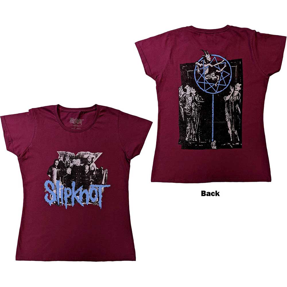 Slipknot Ladies T-Shirt: Goat Logo Demon (Back Print) T-Shirt