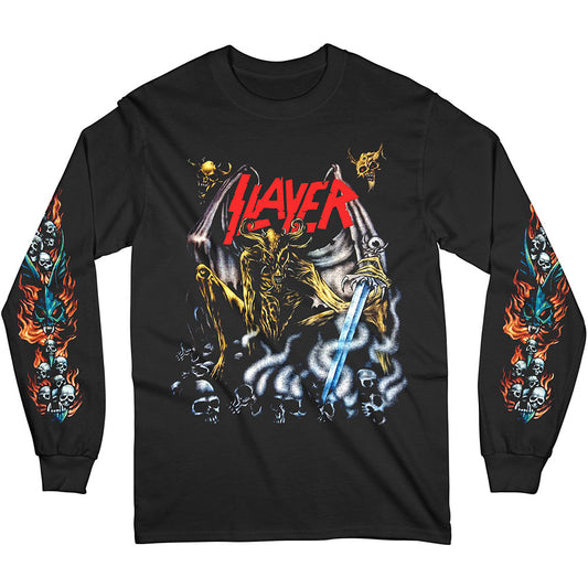 Slayer Unisex Long Sleeve T-Shirt: Airbrush Demon (Sleeve Print) Long Sleeve T-Shirt