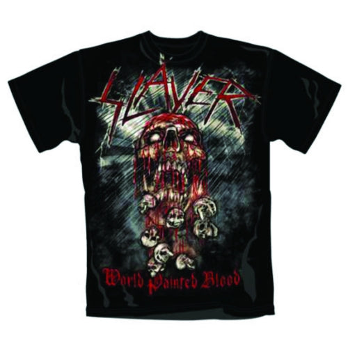 Slayer Unisex T-Shirt: World Painted Blood Skull T-Shirt