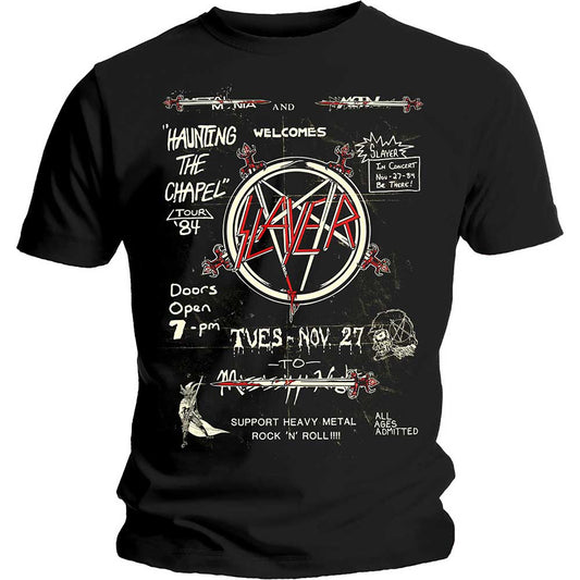 Slayer Unisex T-Shirt: Haunting 84 Flier T-Shirt