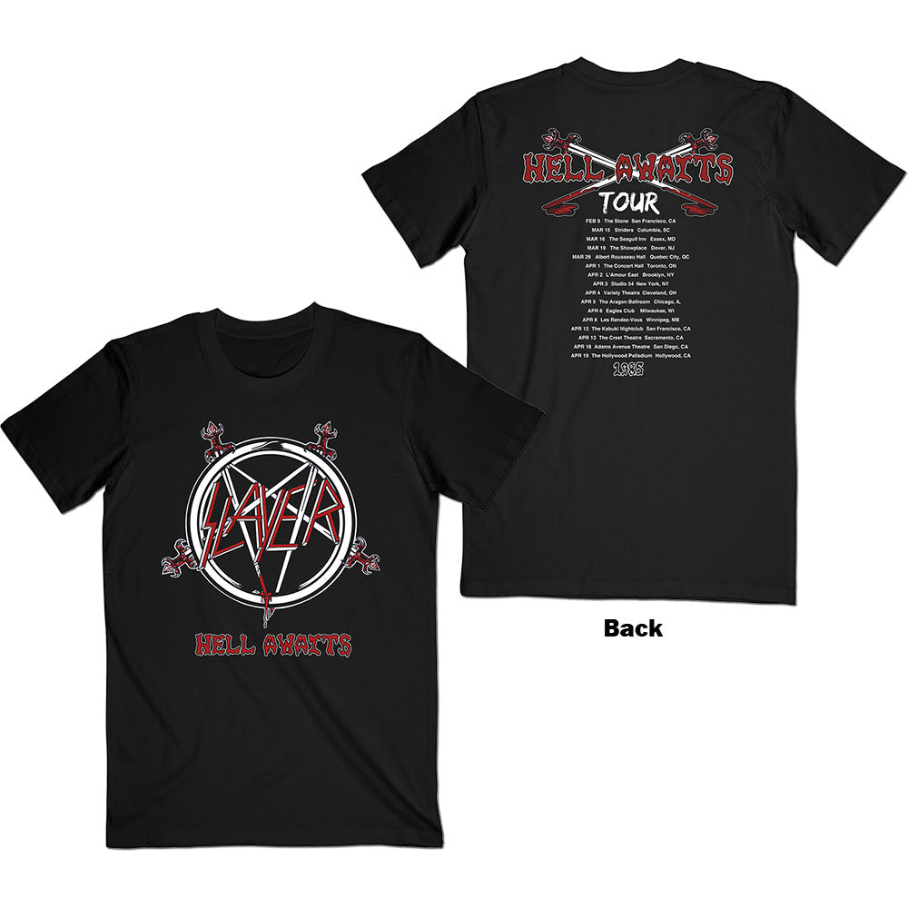 Slayer Unisex T-Shirt: Hell Awaits Tour (Back Print) T-Shirt