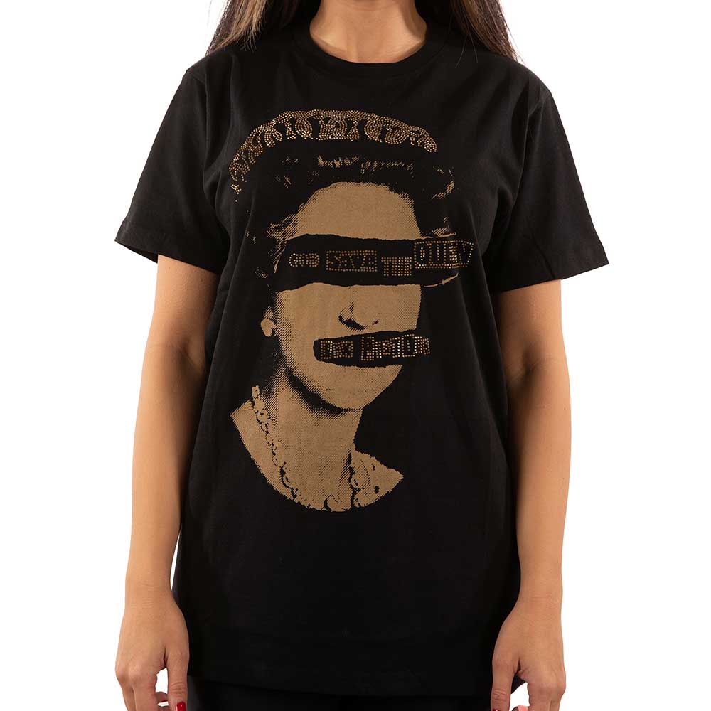 The Sex Pistols Unisex Embellished T-Shirt: God Save The Queen (Diamante) Embellished T-Shirt