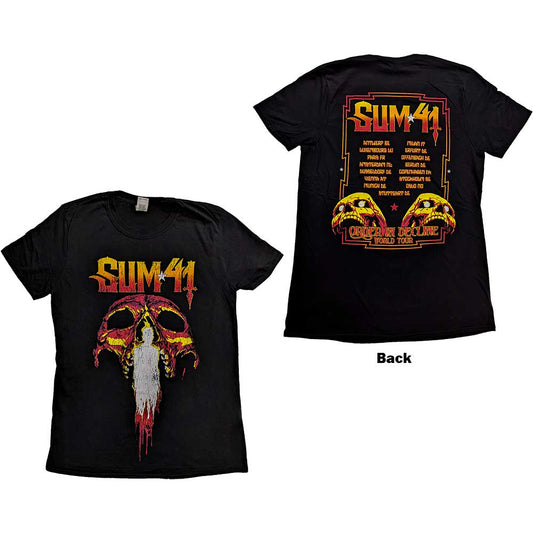 Sum 41 Unisex T-Shirt: Order In Decline Tour 2020 Candle Skull (Back Print) (Ex-Tour) T-Shirt