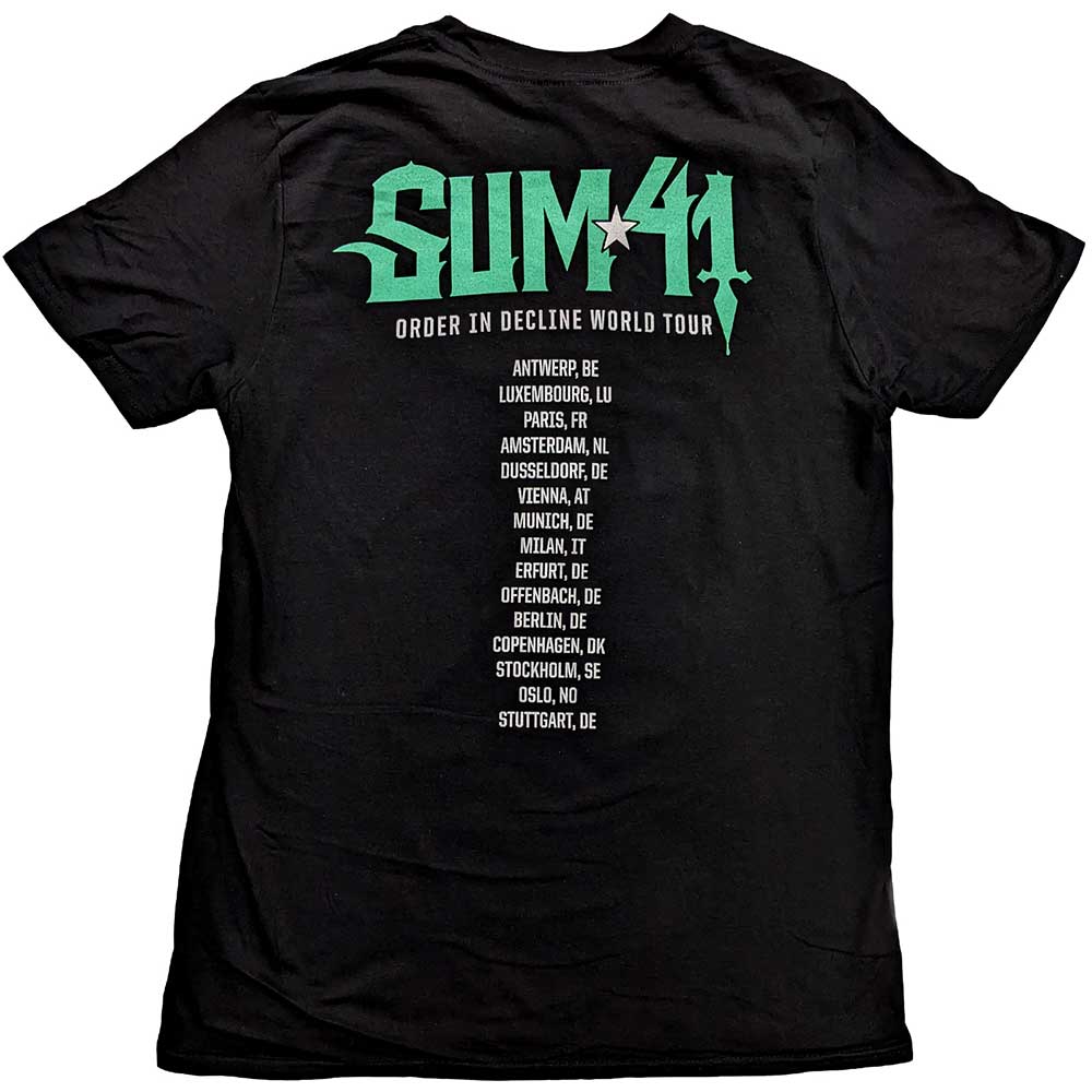Sum 41 Unisex T-Shirt: Order In Decline Tour 2020 Purple Skull (Back Print) (Ex-Tour) T-Shirt