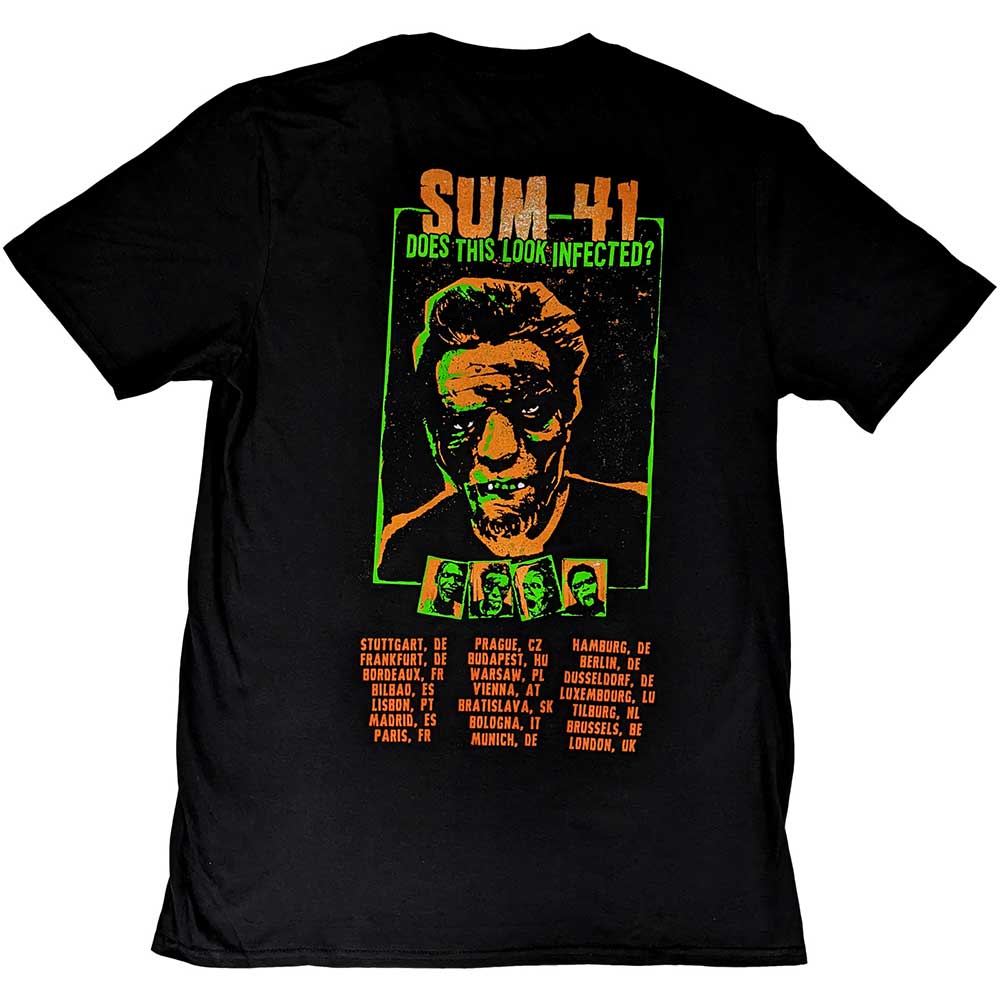 Sum 41 Unisex T-Shirt: Does This Look Infected? European Tour 2022 (Back Print) (Ex-Tour) T-Shirt