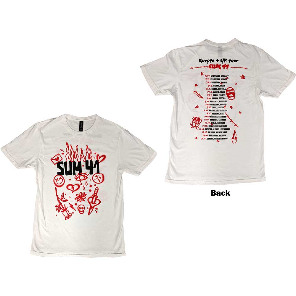 Sum 41 Unisex T-Shirt: Sketches European Tour 2022 (Back Print) (Ex-Tour) T-Shirt