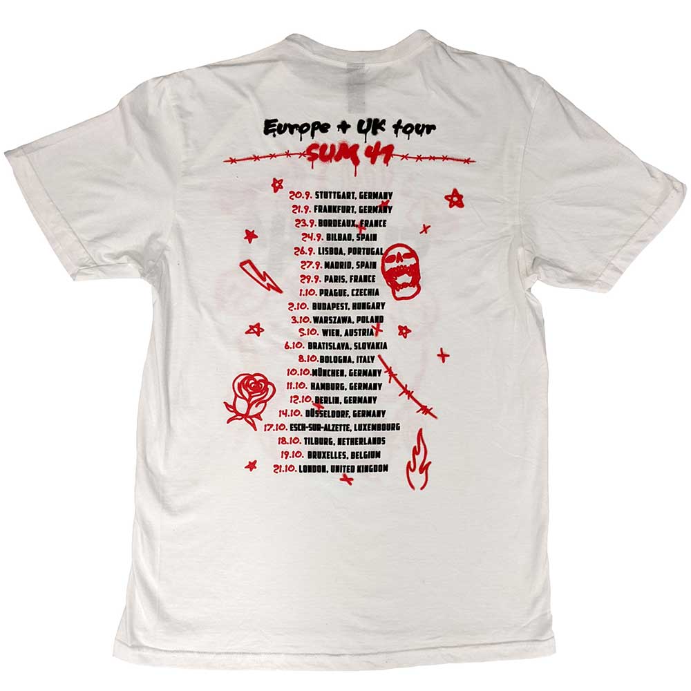 Sum 41 Unisex T-Shirt: Sketches European Tour 2022 (Back Print) (Ex-Tour) T-Shirt