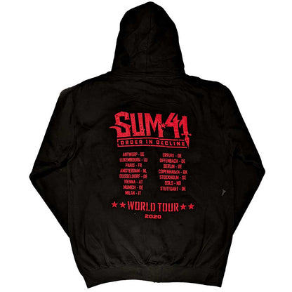 Sum 41 Unisex Zipped Hoodie: Order In Decline Tour 2020 (Back Print) (Ex-Tour) Ritshoodie