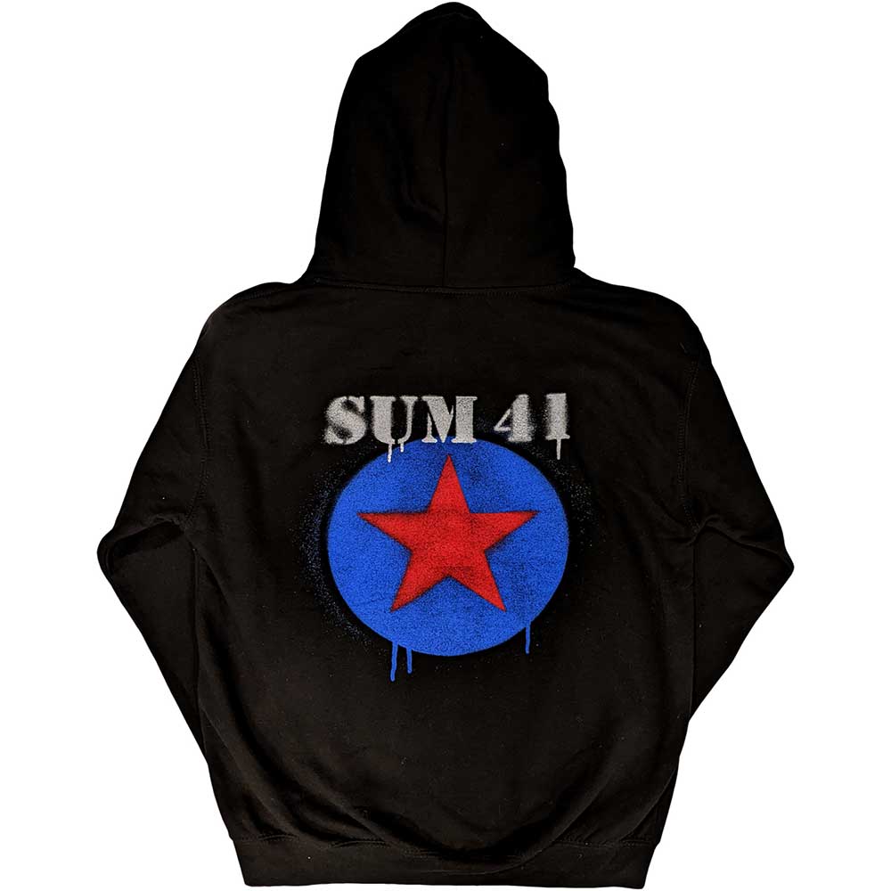 Sum 41 Unisex Zipped Hoodie: Star Logo (Back Print) (Ex-Tour) Ritshoodie