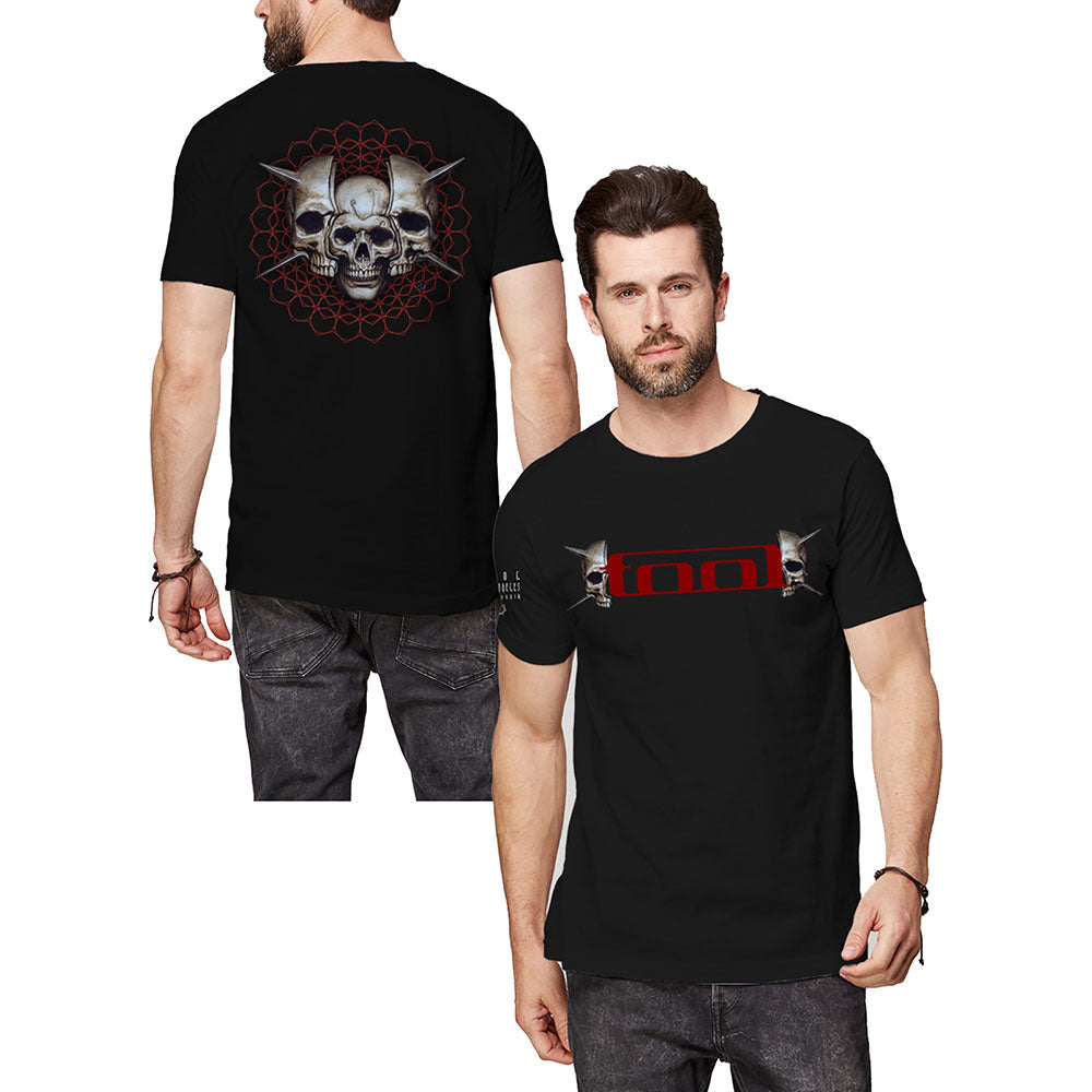 Tool Unisex T-Shirt: Skull Spikes (Back & Sleeve Print) T-Shirt