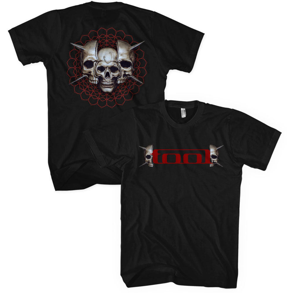 Tool Unisex T-Shirt: Skull Spikes (Back & Sleeve Print) T-Shirt