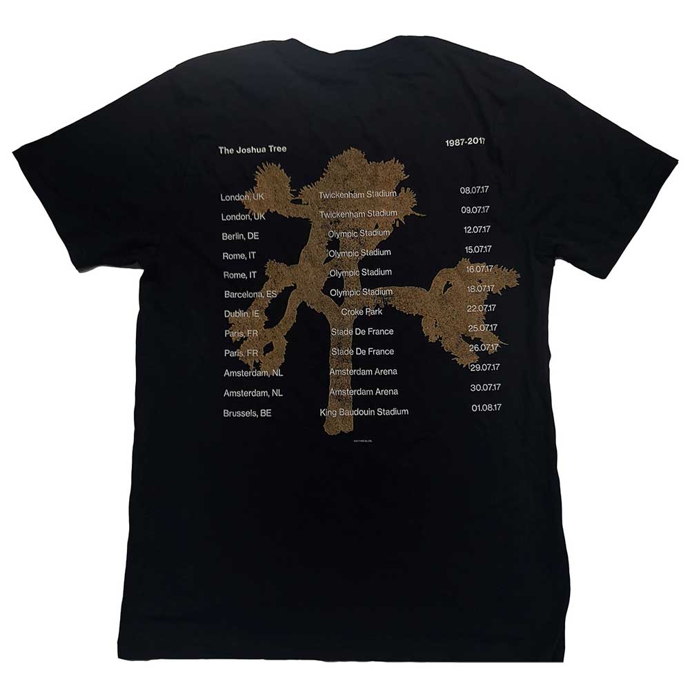 U2 Unisex T-Shirt: Joshua Tree Dates 2017 (Back Print) (Ex-Tour) T-Shirt
