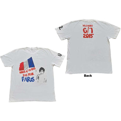 U2 Unisex T-Shirt: Paris 2015 Nous N'Avons Pas Peur (Back Print) (Ex-Tour) T-Shirt