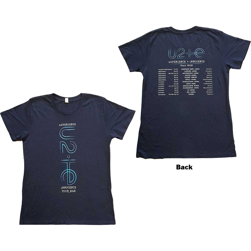 U2 Ladies T-Shirt: I+E 2018 Tour Dates (Back Print) (Ex-Tour) T-Shirt