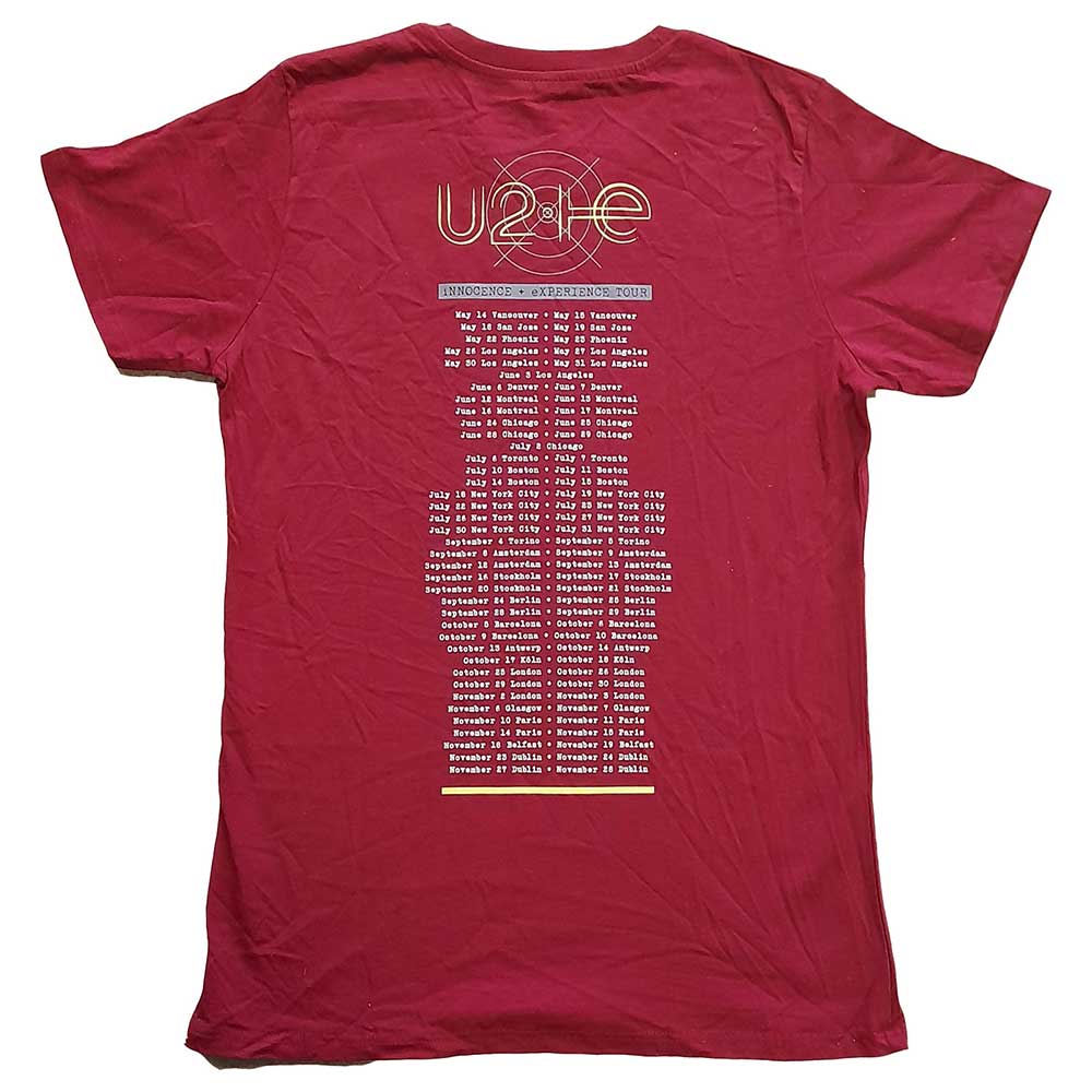 U2 Unisex T-Shirt: I+E 2015 Tour Dates (Back Print) (Ex-Tour) T-Shirt