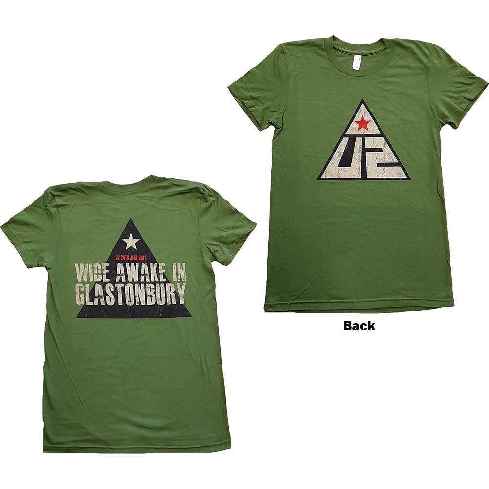 U2 Ladies T-Shirt: Glastonbury 2011 Pyramid Stage (Back Print) (Ex-Tour) T-Shirt