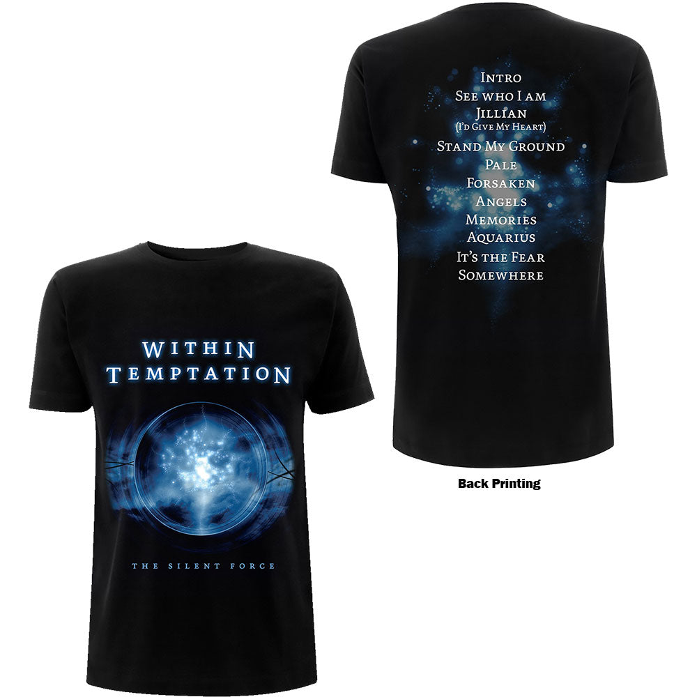 Within Temptation Unisex T-Shirt: Silent Force Tracks (Back Print) T-Shirt