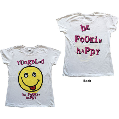 Yungblud Ladies T-Shirt: Raver Smile (Back Print) T-Shirt